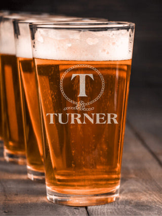 Lasso Monogram : Pint Glasses - Engraved