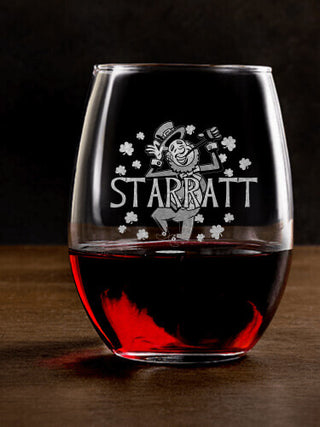 Leprechaun : Stemless Wine Glasses - Engraved