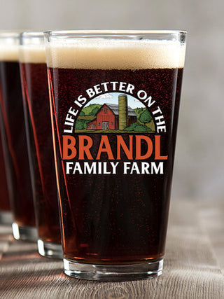 Life Is Better Farm : Pint Glasses - Color Printed