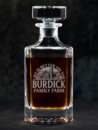 Life Is Better Farm : Whiskey Decanter - Engraved