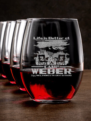 Life Is Better : Stemless Wine Glasses - Engraved