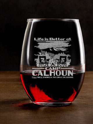 Life Is Better : Stemless Wine Glasses - Engraved