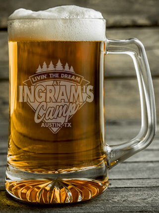 Livin' The Dream Camp : Beer Mugs - Engraved