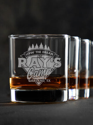 Livin' The Dream Camp : Rocks Glasses - Engraved