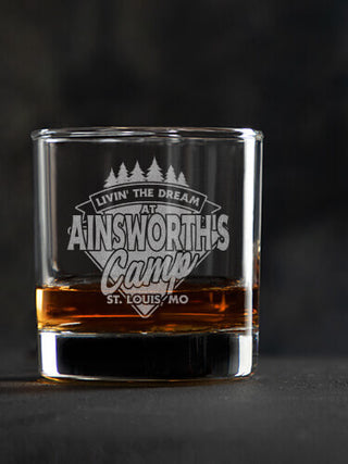 Livin' The Dream Camp : Rocks Glasses - Engraved