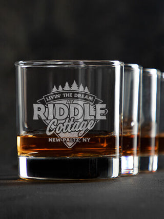 Livin' The Dream Cottage : Rocks Glasses - Engraved
