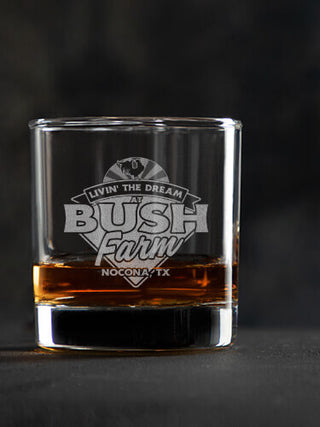 Livin' The Dream Farm : Rocks Glasses - Engraved