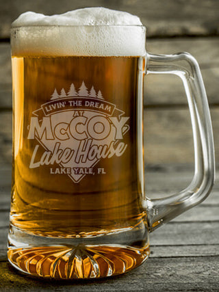 Livin' The Dream Lake House : Beer Mugs - Engraved