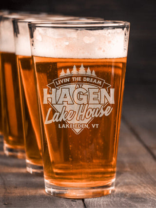 Livin' The Dream Lake House : Pint Glasses - Engraved