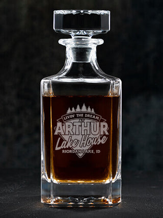 Livin' The Dream Lake House : Whiskey Decanter - Engraved