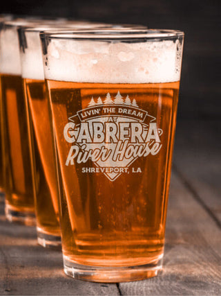 Livin' The Dream River House : Pint Glasses - Engraved