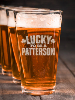 Lucky To Be : Pint Glasses - Engraved