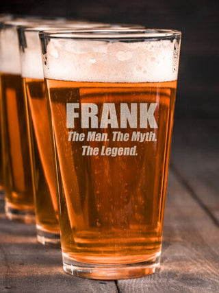 Man Myth Legend : Pint Glasses - Engraved