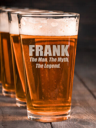 Man Myth Legend : Pint Glasses - Engraved
