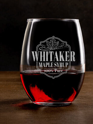 Maple Syrup : Stemless Wine Glasses - Engraved
