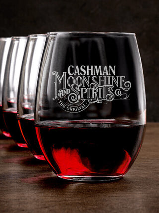 Moonshine and Spirits : Stemless Wine Glasses - Engraved