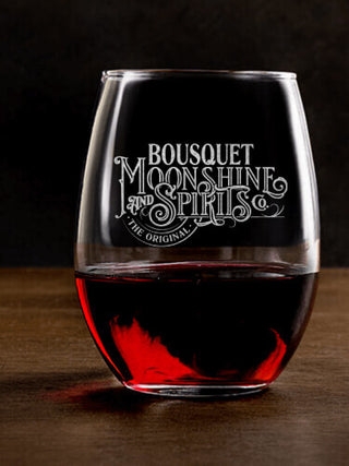 Moonshine and Spirits : Stemless Wine Glasses - Engraved