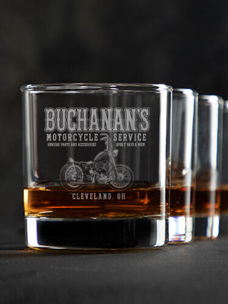 Motorcycle Service : Rocks Glasses - Engraved