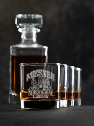 Mushroom Hunting : Decanter Rocks Glass Gift Sets - Engraved
