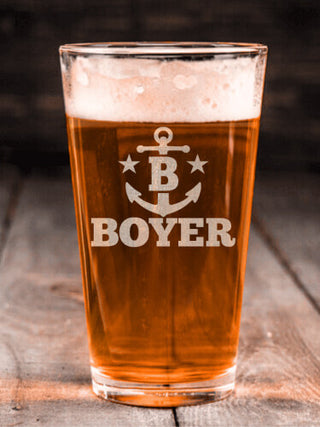 Nautical Monogram : Pint Glasses - Engraved