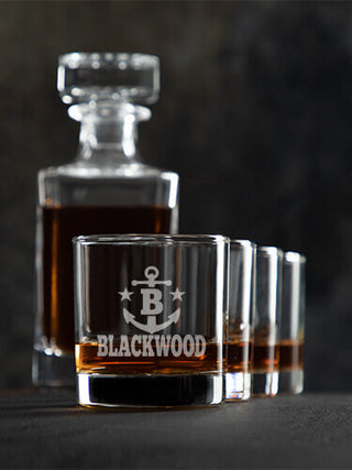 Nautical Monogram : Decanter Rocks Glass Gift Sets - Engraved