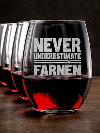 Never Underestimate Irish : Stemless Wine Glasses - Engraved