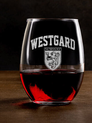 Norwegian Shield : Stemless Wine Glasses - Engraved