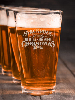 Old Fashioned Christmas : Pint Glasses - Engraved