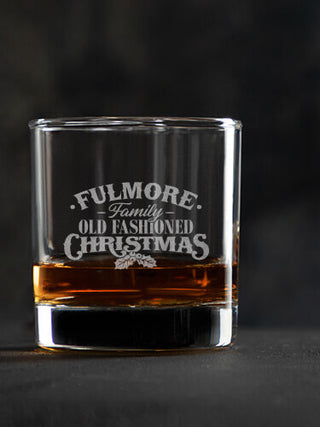 Old Fashioned Christmas : Rocks Glasses - Engraved