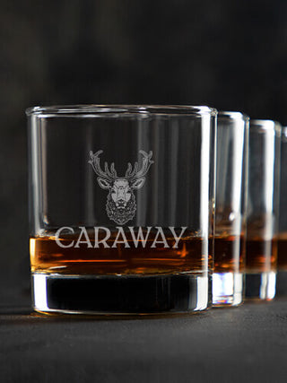 Old Stag : Rocks Glasses - Engraved