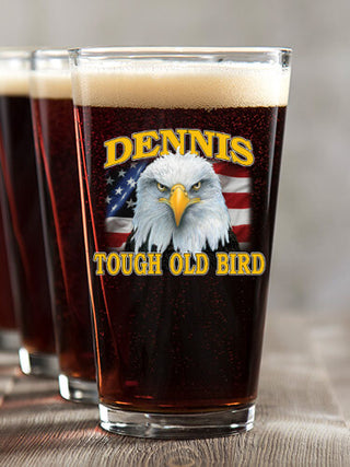 Patriotic Tough Old Bird : Pint Glasses - Color Printed