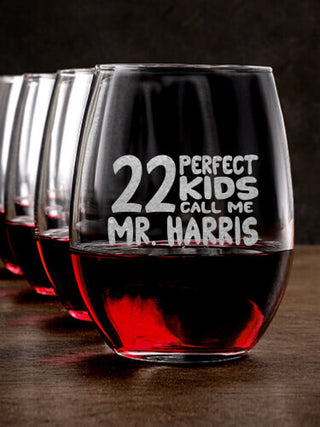 Perfect Kids : Stemless Wine Glasses - Engraved