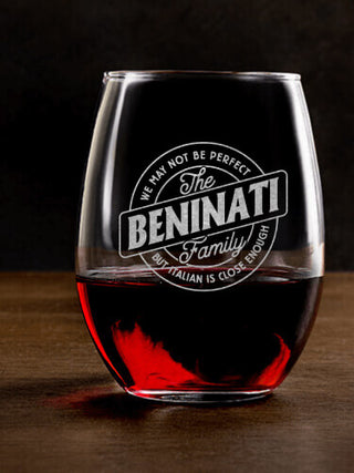 Perfectly Italian : Stemless Wine Glasses - Engraved