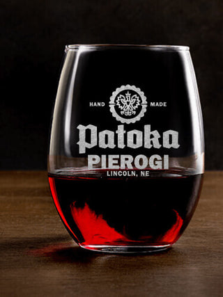 Pierogi : Stemless Wine Glasses - Engraved