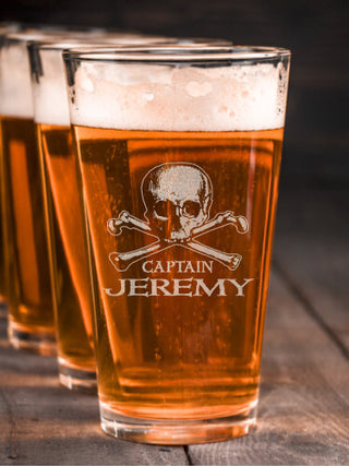 Pirate Captain : Pint Glasses - Engraved