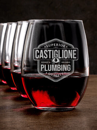 Plumbing : Stemless Wine Glasses - Engraved