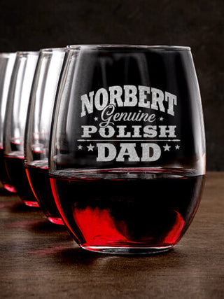 Polish Dad : Stemless Wine Glasses - Engraved