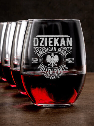 Polish Parts : Stemless Wine Glasses - Engraved