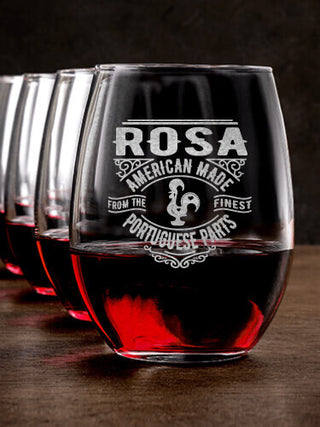 Portuguese Parts : Stemless Wine Glasses - Engraved
