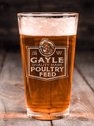Poultry Feed : Pint Glasses - Engraved
