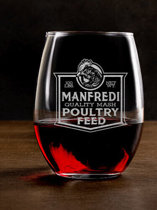 Poultry Feed : Stemless Wine Glasses - Engraved