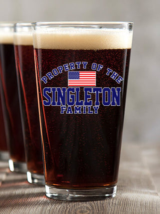 Property of Flag : Pint Glasses - Color Printed