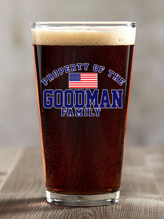 Property of Flag : Pint Glasses - Color Printed