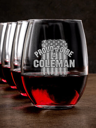 Proud To Be : Stemless Wine Glasses - Engraved