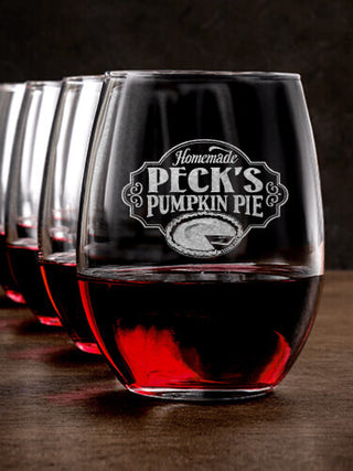 Pumpkin Pie : Stemless Wine Glasses - Engraved