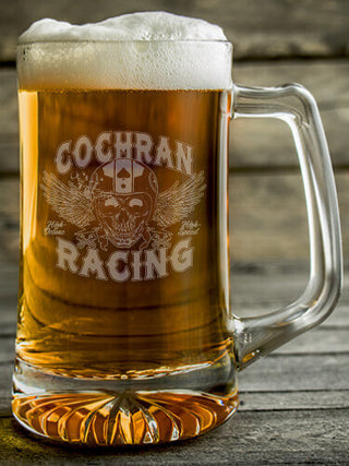 Racing Skull : Beer Mugs - Engraved