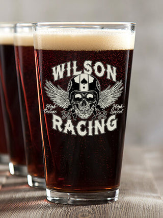 Racing Skull : Pint Glasses - Color Printed