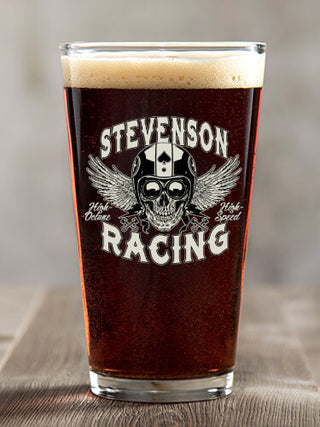 Racing Skull : Pint Glasses - Color Printed