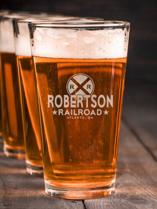 Railroad : Pint Glasses - Engraved
