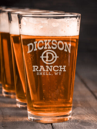 Ranch Monogram : Pint Glasses - Engraved